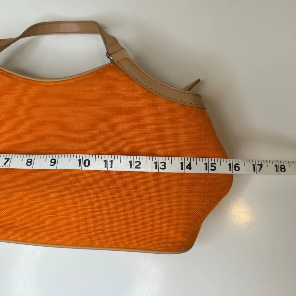 Etienne‎ Aigner Satchel Womens Orange Canvas Leather Trim Preppy Medium